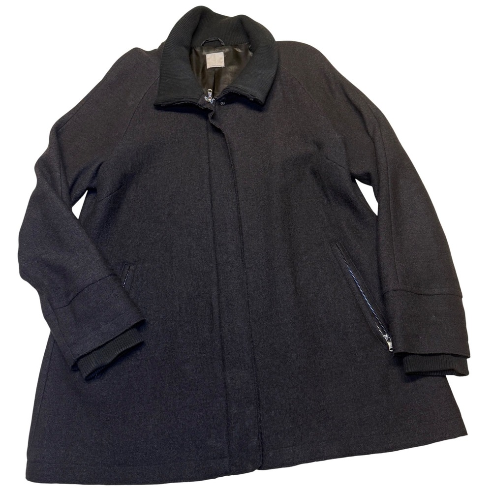 Halogen wool blend collared jacket with zip pockets size XL black